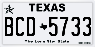 TX license plate BCD5733