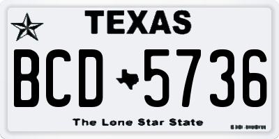 TX license plate BCD5736