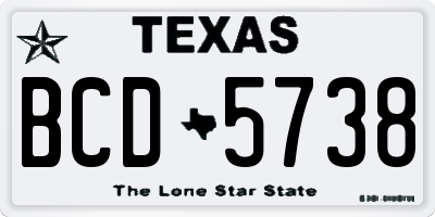 TX license plate BCD5738