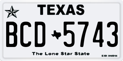 TX license plate BCD5743
