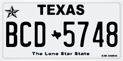 TX license plate BCD5748