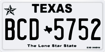 TX license plate BCD5752