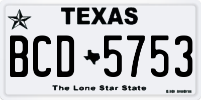 TX license plate BCD5753
