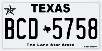 TX license plate BCD5758