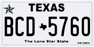 TX license plate BCD5760