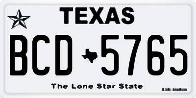 TX license plate BCD5765