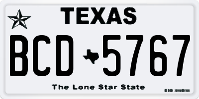 TX license plate BCD5767