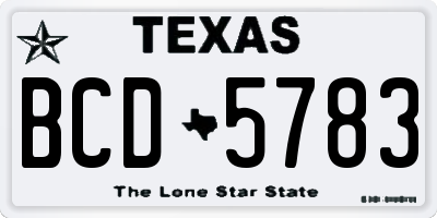 TX license plate BCD5783