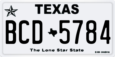 TX license plate BCD5784