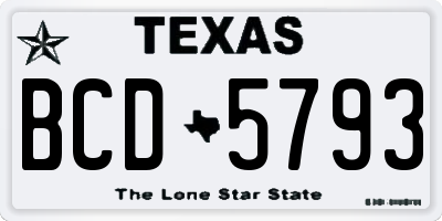 TX license plate BCD5793