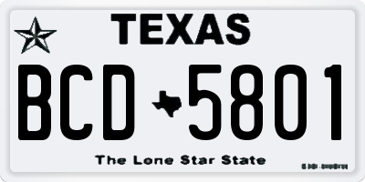 TX license plate BCD5801