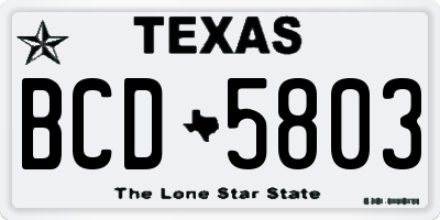 TX license plate BCD5803
