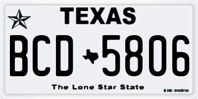 TX license plate BCD5806