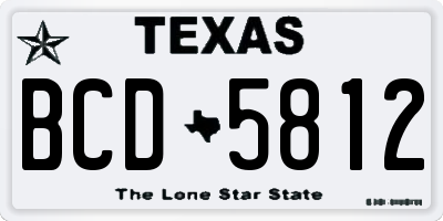 TX license plate BCD5812