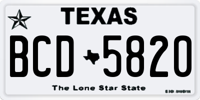 TX license plate BCD5820