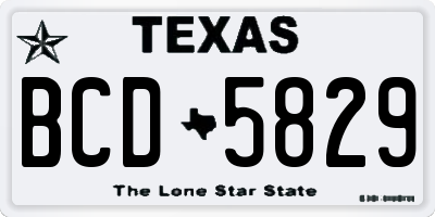 TX license plate BCD5829