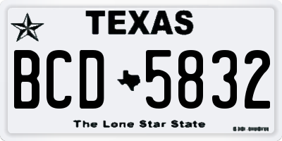 TX license plate BCD5832