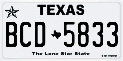 TX license plate BCD5833