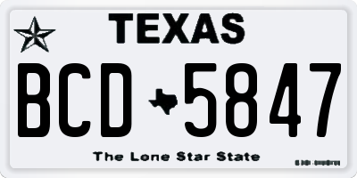 TX license plate BCD5847