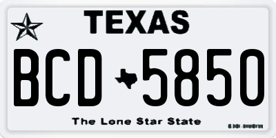 TX license plate BCD5850