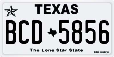 TX license plate BCD5856