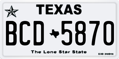 TX license plate BCD5870