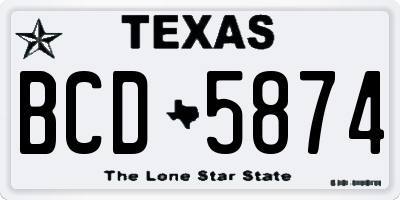 TX license plate BCD5874