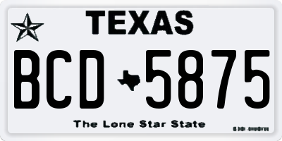 TX license plate BCD5875