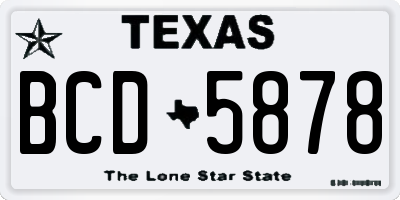 TX license plate BCD5878