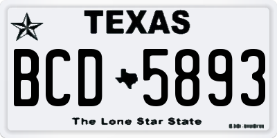 TX license plate BCD5893