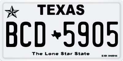 TX license plate BCD5905