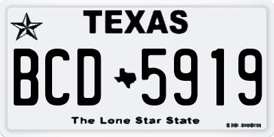 TX license plate BCD5919