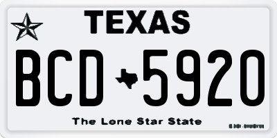 TX license plate BCD5920