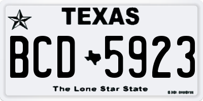 TX license plate BCD5923