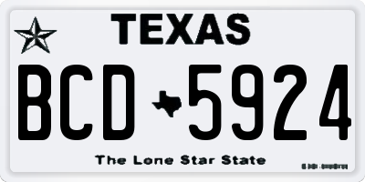 TX license plate BCD5924