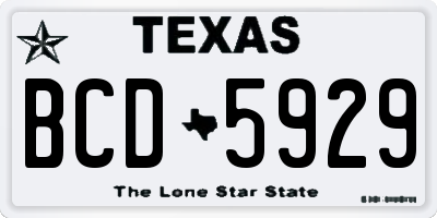 TX license plate BCD5929