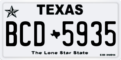 TX license plate BCD5935