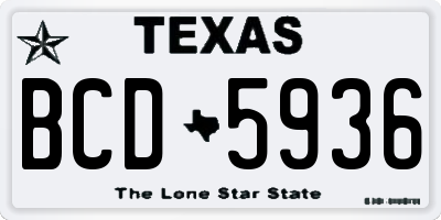 TX license plate BCD5936