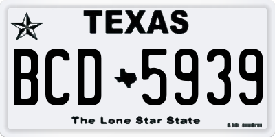 TX license plate BCD5939