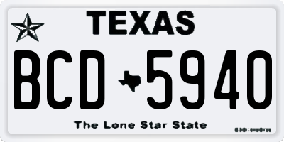TX license plate BCD5940