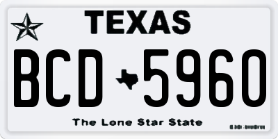TX license plate BCD5960