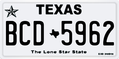 TX license plate BCD5962