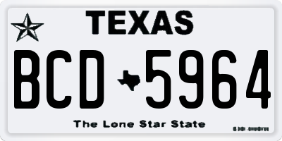 TX license plate BCD5964