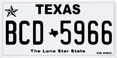 TX license plate BCD5966