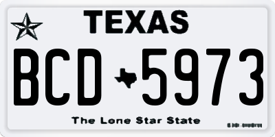 TX license plate BCD5973