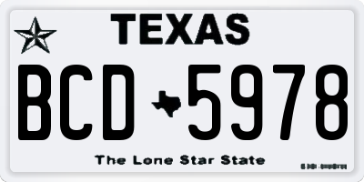 TX license plate BCD5978