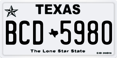 TX license plate BCD5980