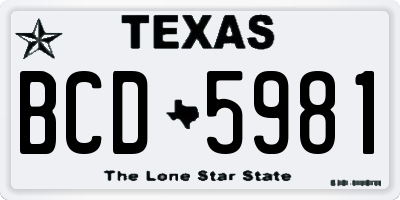 TX license plate BCD5981