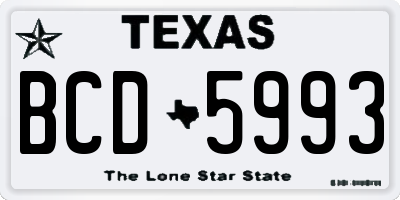 TX license plate BCD5993