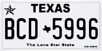 TX license plate BCD5996